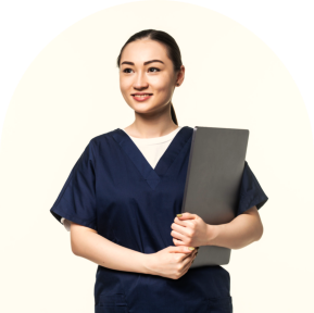 nurse holding a laptop