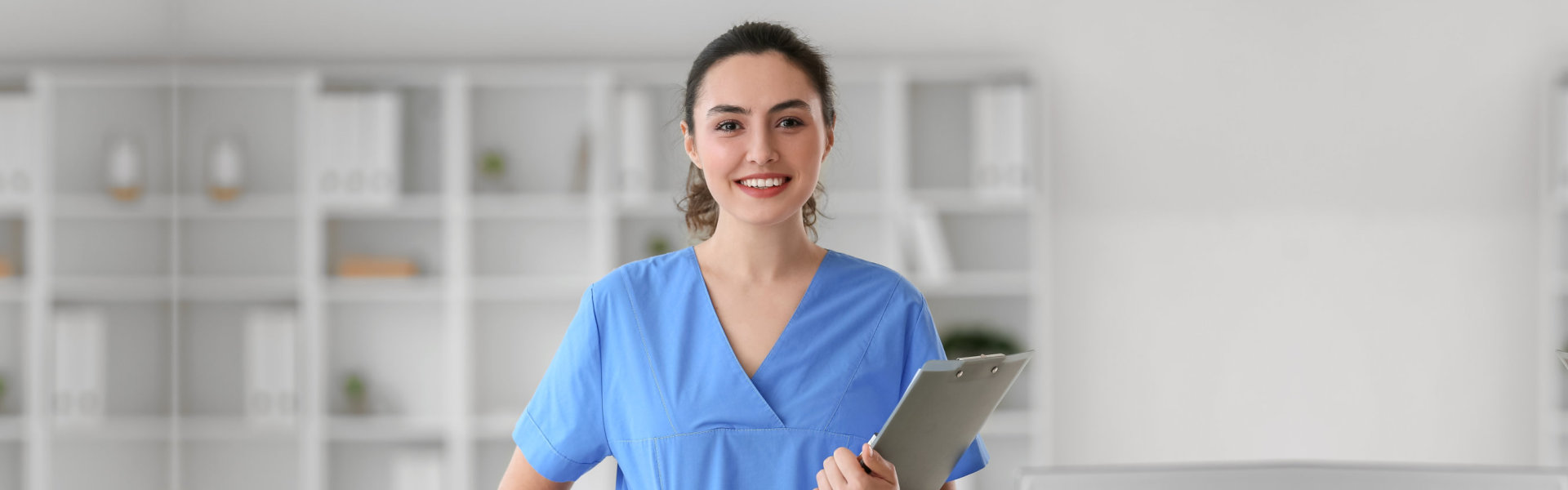 nurse smiling on the camera