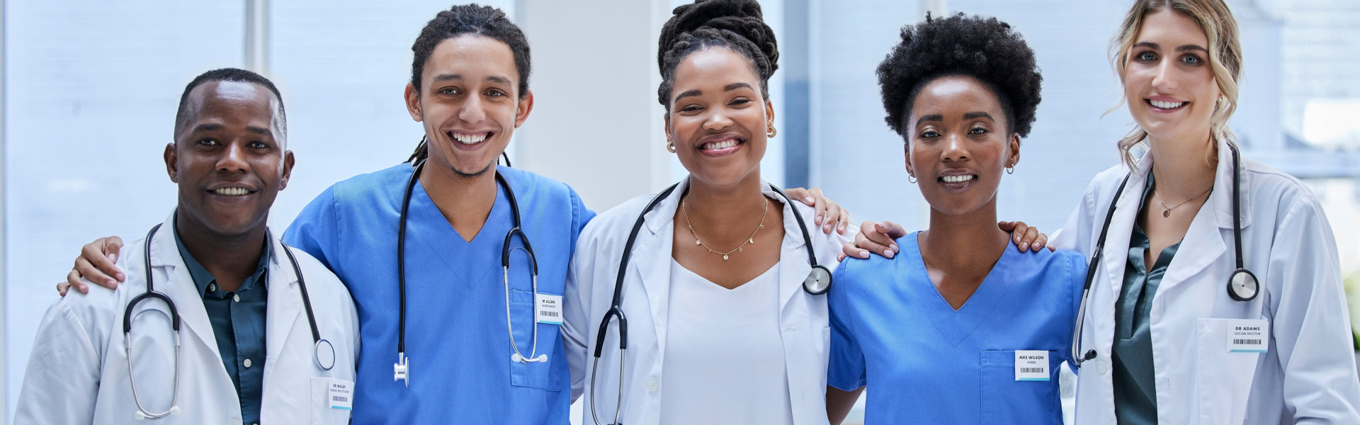 Team of doctors, diversity portrait and healthcare